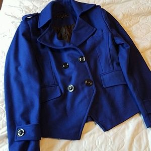 Cobalt Blue Wool Coat Sz Large NEW